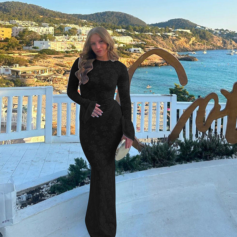 ✦ The MEEANT. Lace-Up Backless Maxi Dress