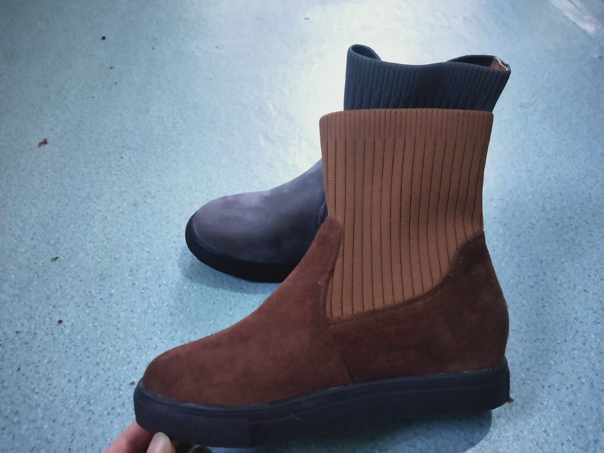 The MEEANT. Knit Cuff Ankle Boots