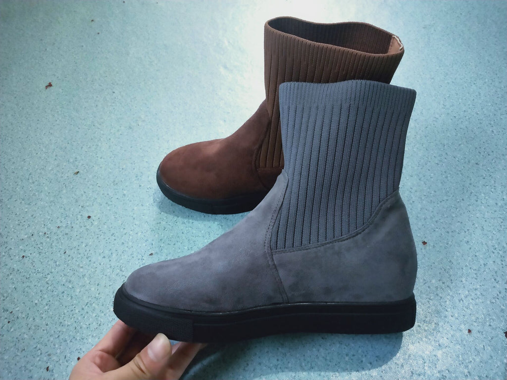 The MEEANT. Knit Cuff Ankle Boots