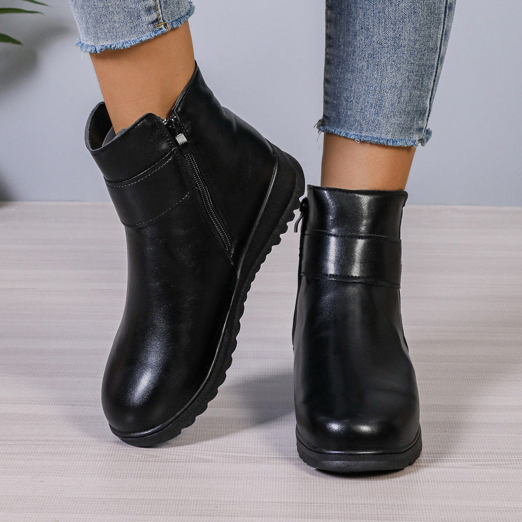 Winter Fleece Side-Zip Ankle Boots