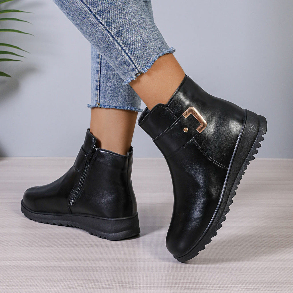 Winter Fleece Side-Zip Ankle Boots