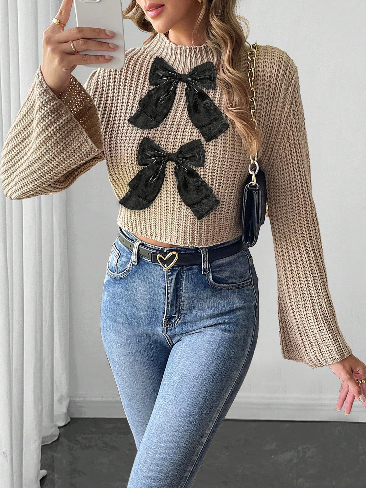 The MEEANT. Bow Detail Mock-Neck Sweater 🎀
