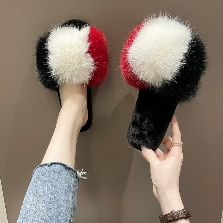 🖤 The MEEANT. Plush Cross-Band Slippers