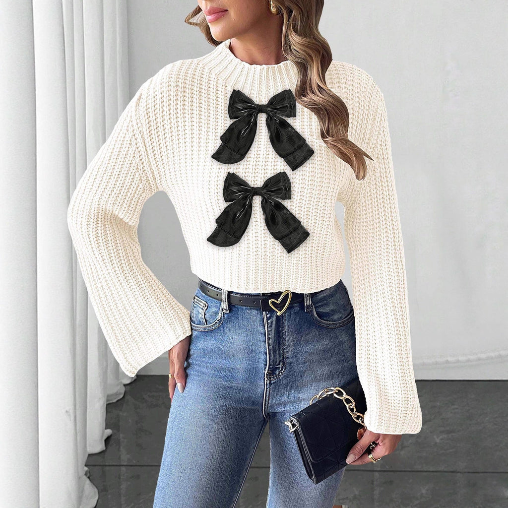 The MEEANT. Bow Detail Mock-Neck Sweater 🎀
