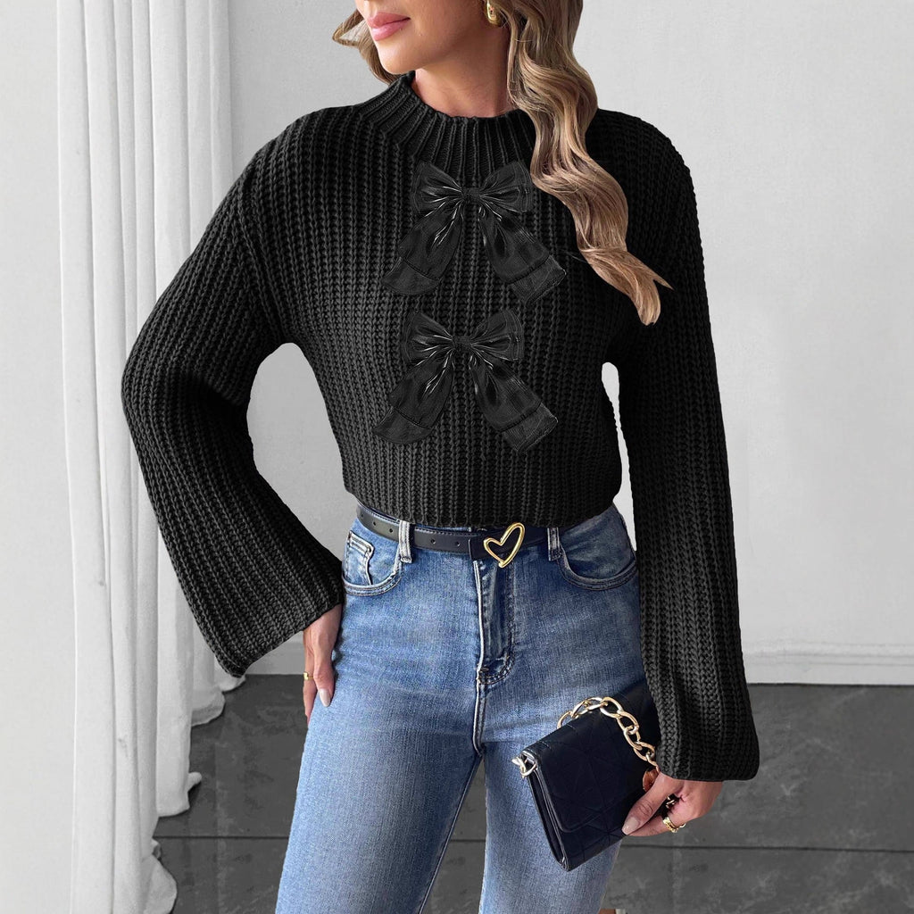 The MEEANT. Bow Detail Mock-Neck Sweater 🎀