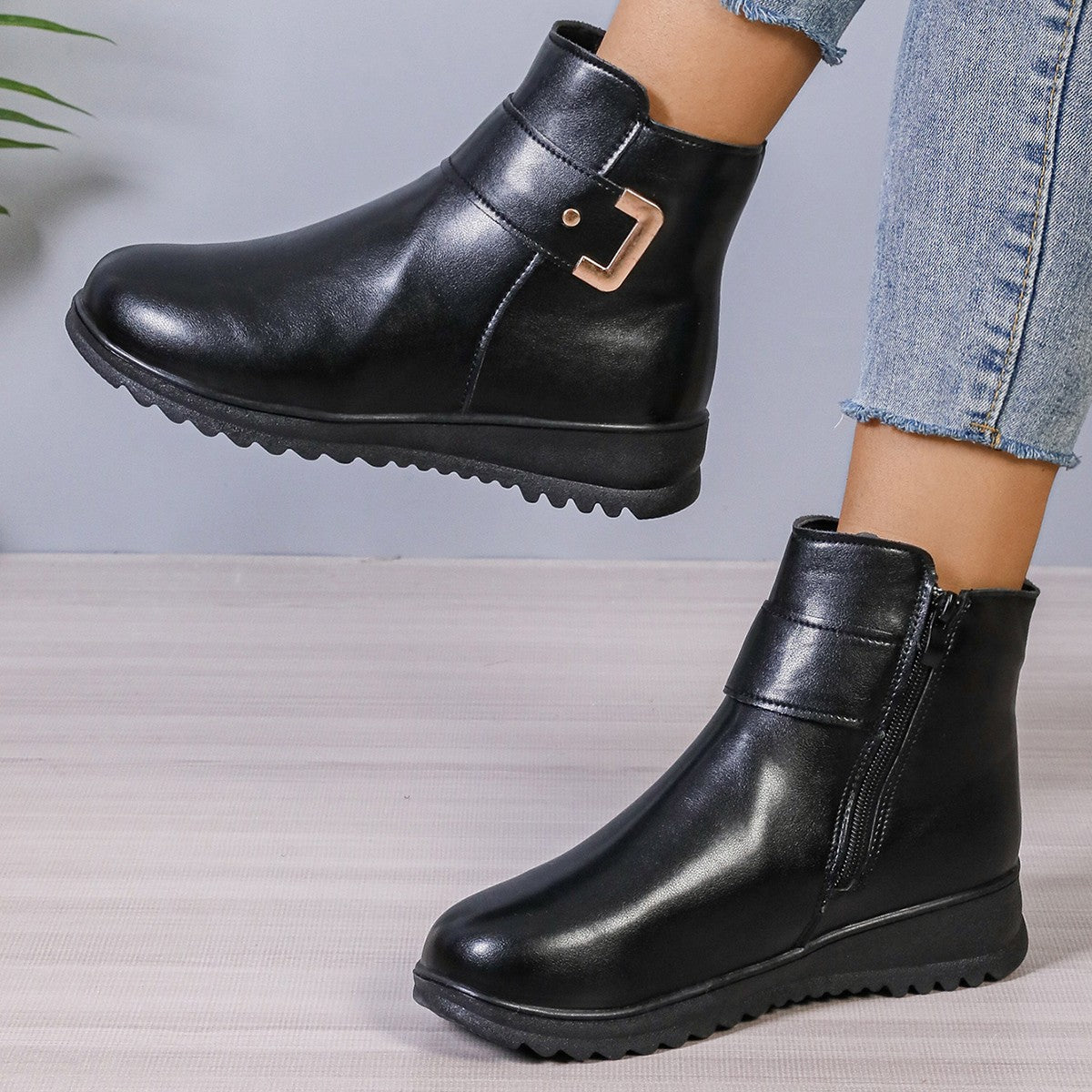 Winter Fleece Side-Zip Ankle Boots