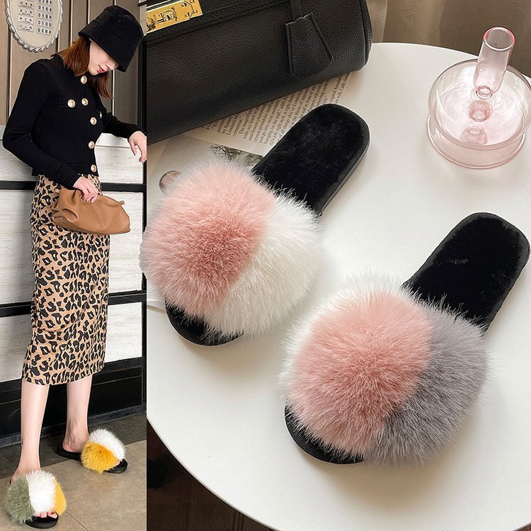 🖤 The MEEANT. Plush Cross-Band Slippers