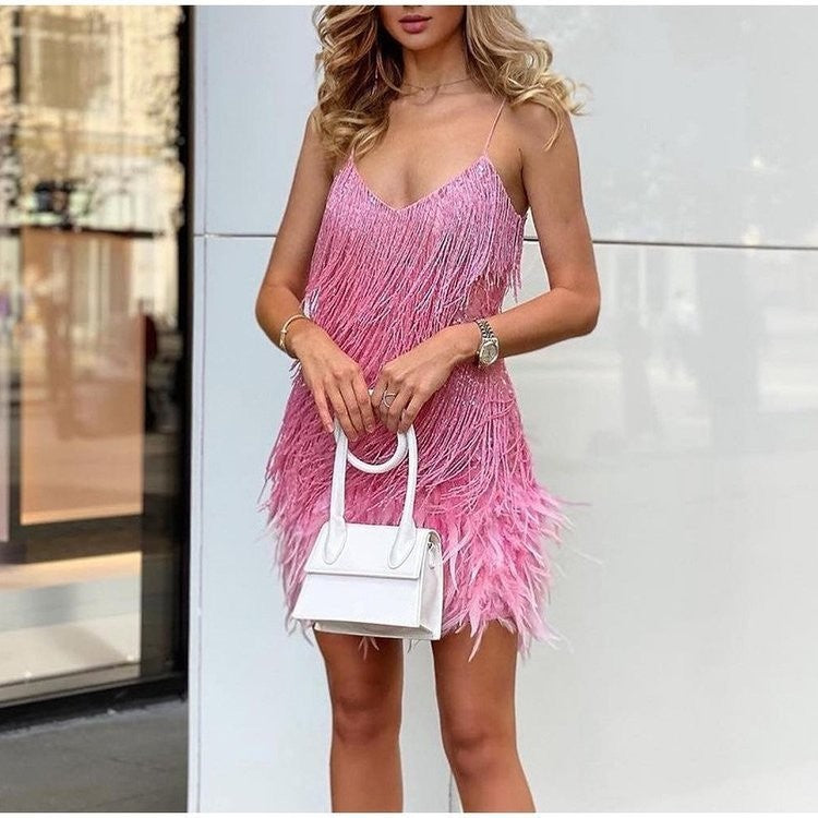 The Feather & Sequin Mini Dress ✨