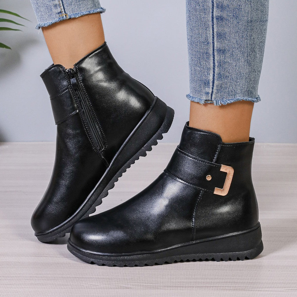 Winter Fleece Side-Zip Ankle Boots