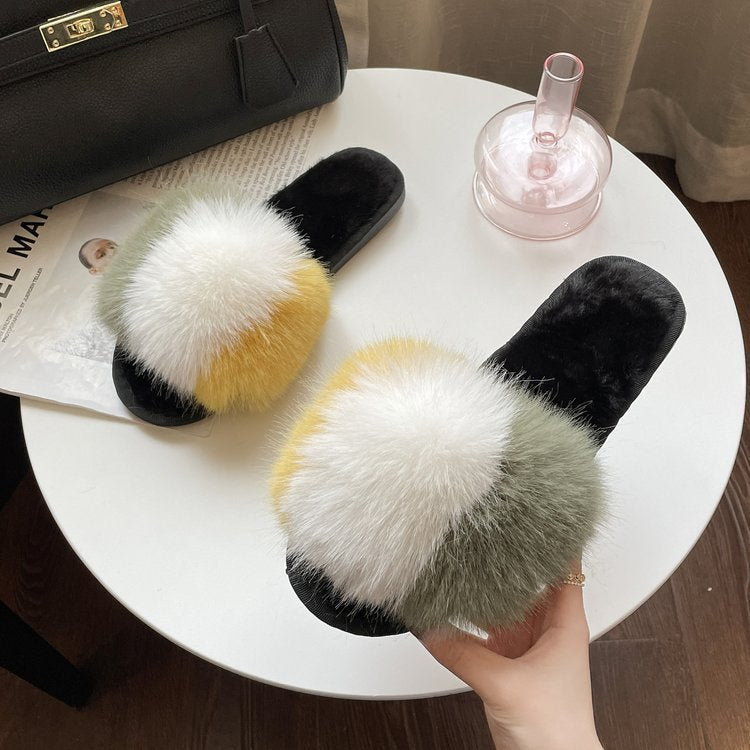 🖤 The MEEANT. Plush Cross-Band Slippers