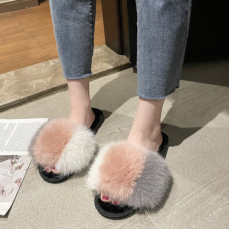 🖤 The MEEANT. Plush Cross-Band Slippers