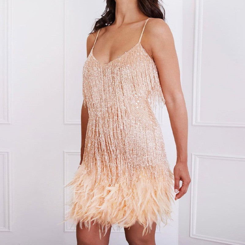 The Feather & Sequin Mini Dress ✨