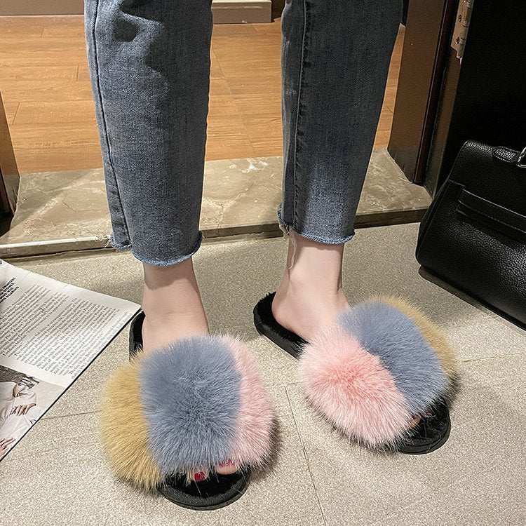 🖤 The MEEANT. Plush Cross-Band Slippers
